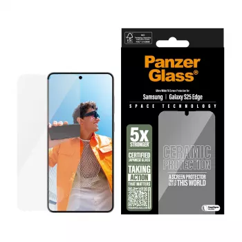 PanzerGlass® Keramikas ekrāna aizsargs Samsung S25 Edge | Īpaši plats piemērots ar EasyAligner