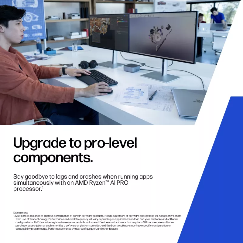 HP ZBook 8 G1ak Copilot+ PC AMD Ryzen AI 7 PRO 35,6 cm (14 collu) skārienekrāns WUXGA 32 GB DDR5-SDRAM Wi-Fi 7 (802.11be) Windows 11 Pro AI darbstacija, AI dators