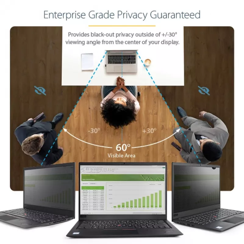 StarTech.com 15,6 collu 16:9 zelta klēpjdatora privātuma ekrāns, atgriezenisks filtrs ar uzlabotu privātumu, datora drošības filtrs, noņemams ekrāna aizsargs/vairogs, +/- 30°