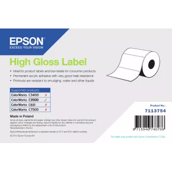 Izgrieztas ruļļu etiķetes Epson 7113754 102 × 76 mm — 415 etiķetes uz ruļļa