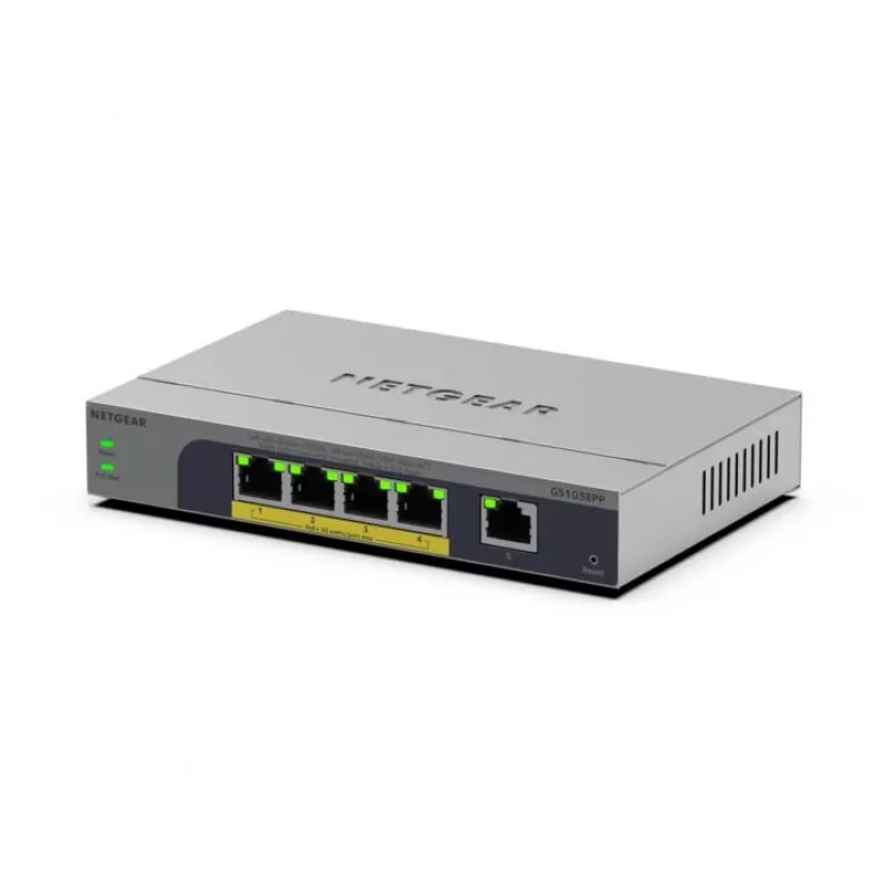 NETGEAR GS105EPP Nepārvaldāms Gigabit Ethernet (10/100/1000) Power over Ethernet (PoE) Galda/sienas stiprinājuma pelēks