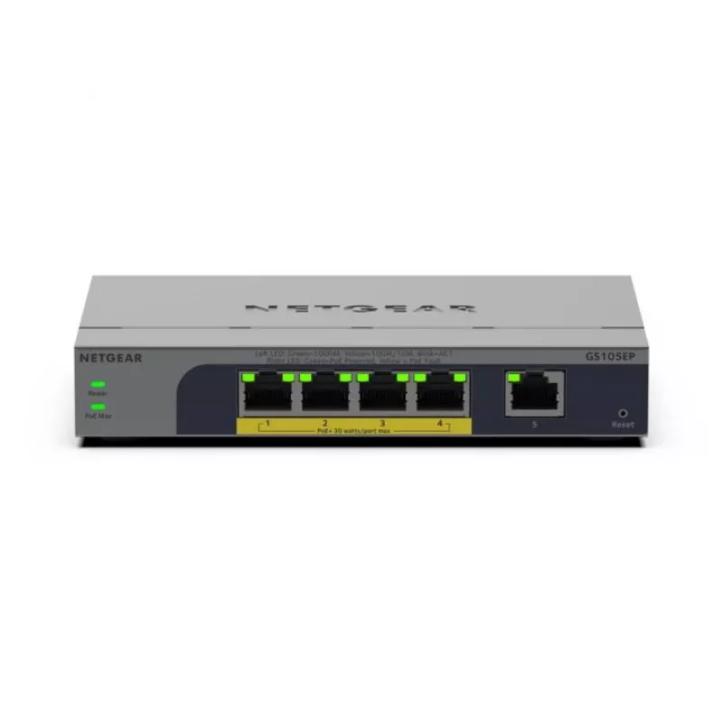 NETGEAR GS105EP nevadāms Gigabit Ethernet (10/100/1000) Power over Ethernet (PoE) pelēks