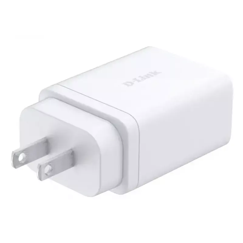 AC Indoor Charger D-Link DCP-651 — 65 W GaN, 2x USB‑C, Universāla saderība, 90–264 V, Balts