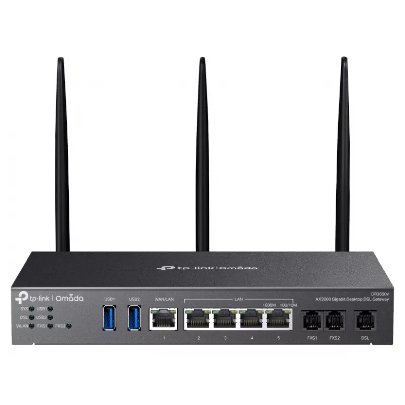 TP-Link Omada DR3220v-4G bezvadu maršrutētājs Gigabit Ethernet divjoslu (2,4 GHz / 5 GHz) Melns