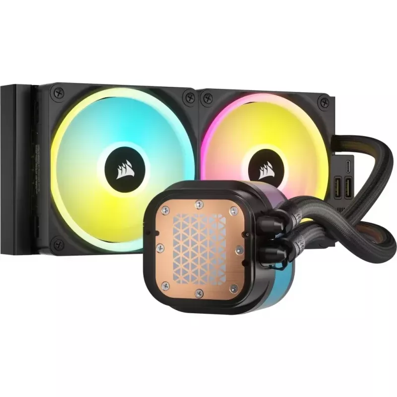 Corsair iCUE LINK H100i LCD RGB AIO šķidruma CPU dzesētājs, 240 mm