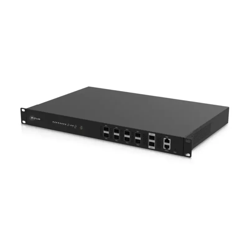 OLT UBIQUITI UF-OLT 1U pārvaldīts optiskais tīkla terminālis, 8 SFP sloti, 2 SFP+ 10G, 512 MB DDR3, 880 MHz CPU, 1U plaukta korpuss, melns