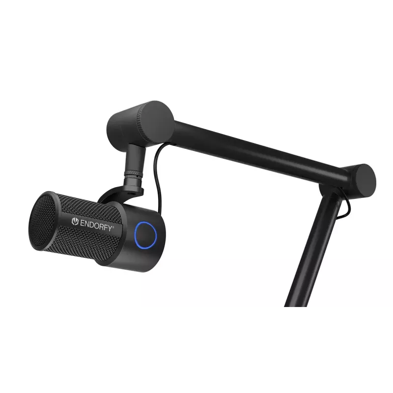 PC mikrofons ENDORFY Solum Studio — USB vadu, 24 bitu/96 kHz, 20–20000 Hz, regulējams galda stiprinājums, skārienjutīgas vadības, austiņu izeja, melns