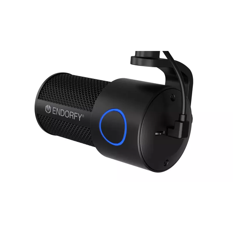 PC mikrofons ENDORFY Solum Studio — USB vadu, 24 bitu/96 kHz, 20–20000 Hz, regulējams galda stiprinājums, skārienjutīgas vadības, austiņu izeja, melns