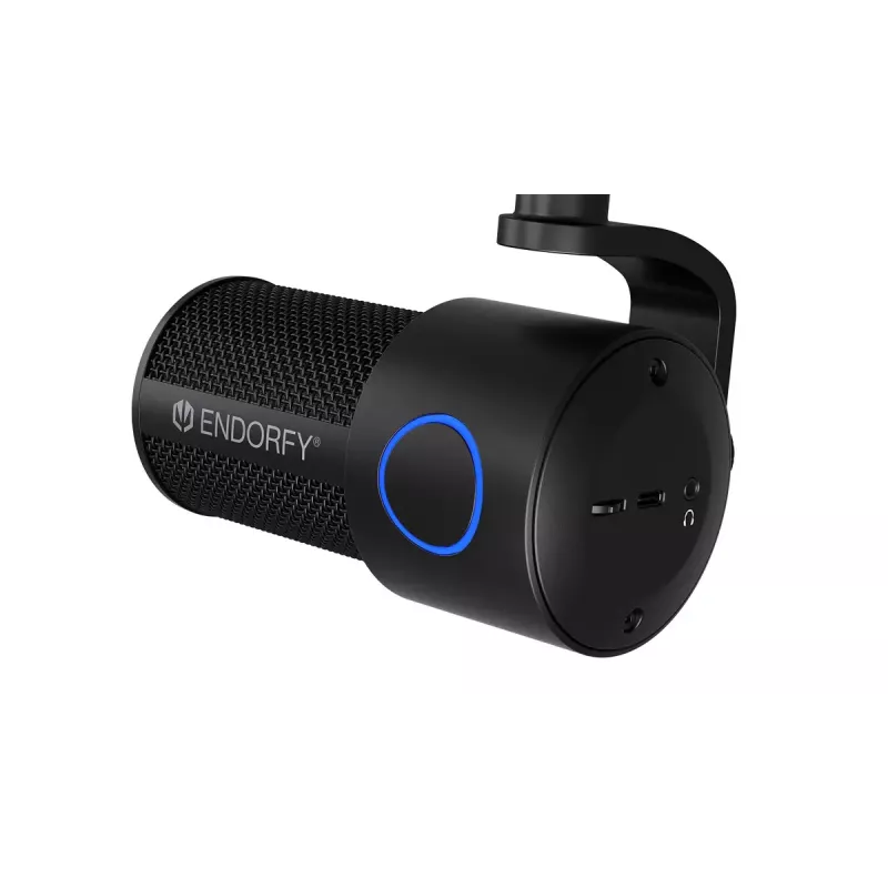 PC mikrofons ENDORFY Solum Studio — USB vadu, 24 bitu/96 kHz, 20–20000 Hz, regulējams galda stiprinājums, skārienjutīgas vadības, austiņu izeja, melns
