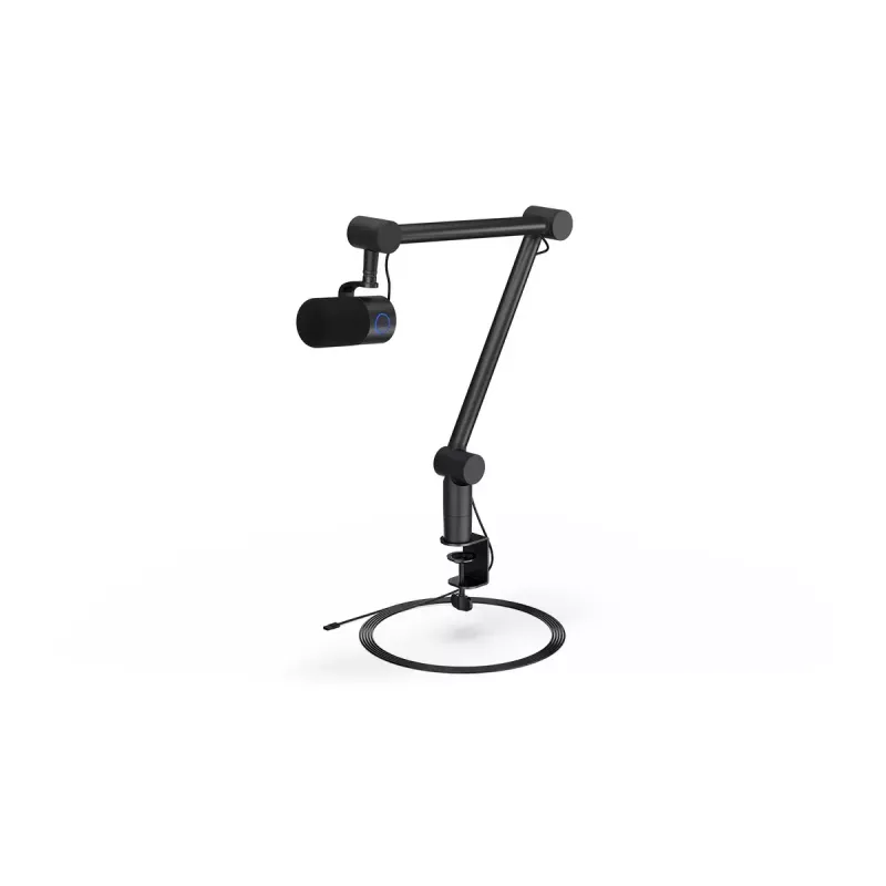 PC mikrofons ENDORFY Solum Studio — USB vadu, 24 bitu/96 kHz, 20–20000 Hz, regulējams galda stiprinājums, skārienjutīgas vadības, austiņu izeja, melns