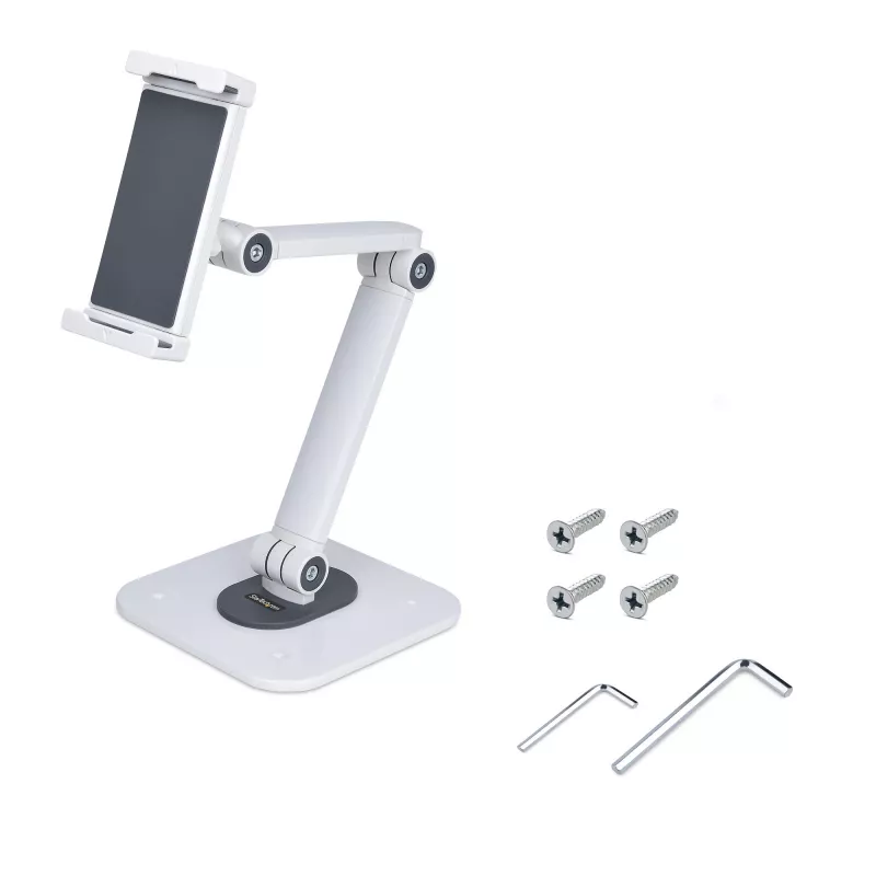 StarTech.com regulējams planšetdatora statīvs galdam – piestiprināms pie sienas – kravnesība 1 kg – ergonomisks, šarnīrsavienojumu universāls planšetdatora statīvs – planšetdatora turētājs galdam ar pagriešanas/grozīšanas/rotācijas funkciju