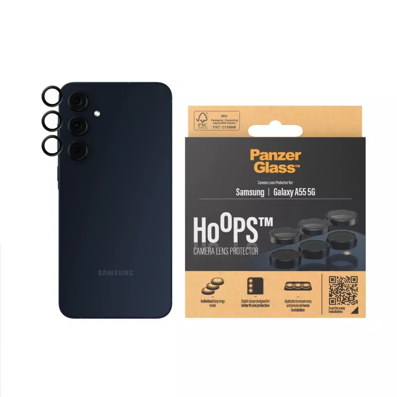PanzerGlass ® Hoops® kameras objektīva aizsargs melns Samsung Galaxy A55 5G