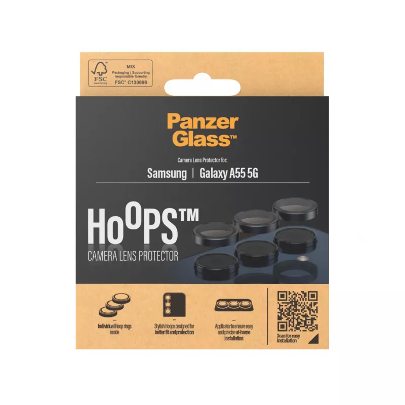 PanzerGlass ® Hoops® kameras objektīva aizsargs melns Samsung Galaxy A55 5G