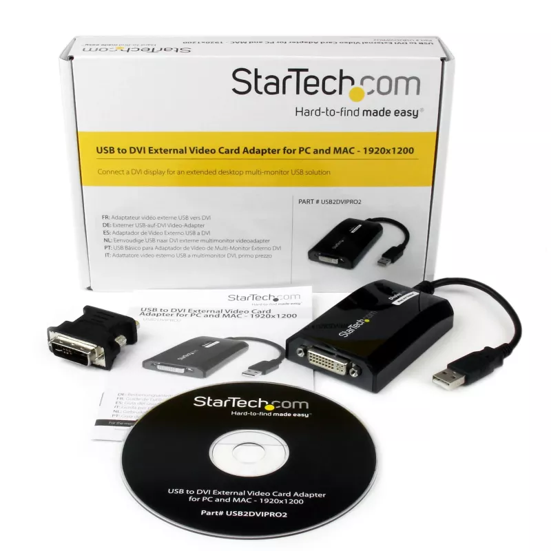 StarTech.com USB uz DVI adapteris - 1920x1200, 2.0, USB Type-A, DVI izeja, 1920 x 1200 punkti