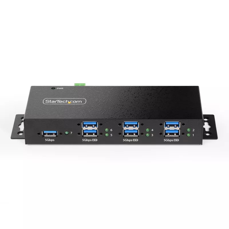 StarTech.com 5G7AINDRM-USB-A-HUB saskarnes centrmezgls USB 3.2 Gen 1 (3.1 Gen 1) Type-B 5000 Mbit/s melns