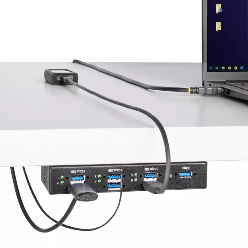 StarTech.com 5G7AINDRM-USB-A-HUB saskarnes centrmezgls USB 3.2 Gen 1 (3.1 Gen 1) Type-B 5000 Mbit/s melns