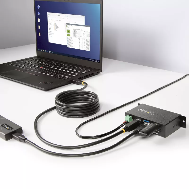 StarTech.com 5G4AINDRM-USB-A-HUB interfeisa centrmezgls USB 3.2 Gen 1 (3.1 Gen 1) Type-B 5000 Mbit/s Melns