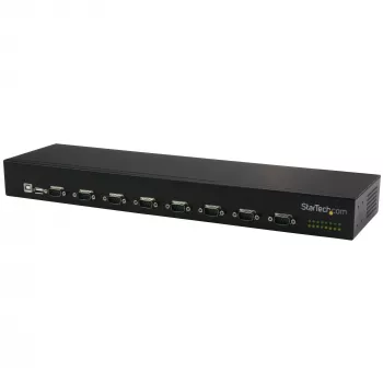 StarTech.com 8 portu USB–seriālais adaptera centrmezgls, USB 2.0, seriālais, melns, alumīnijs, 36 W, 100–240 V