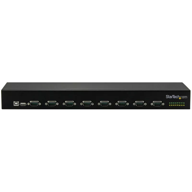 StarTech.com 8 portu USB–seriālais adaptera centrmezgls, USB 2.0, seriālais, melns, alumīnijs, 36 W, 100–240 V