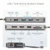 StarTech.com USB-C trīs monitoru multiportu adapteris, divi 4K 60Hz + 4K 30Hz HDMI un DisplayPort, 4 portu USB centrmezgls, 100W PD caurlaide, GbE, SD/MicroSD karšu lasītāji
