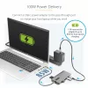 StarTech.com USB-C trīs monitoru multiportu adapteris, divi 4K 60Hz + 4K 30Hz HDMI un DisplayPort, 4 portu USB centrmezgls, 100W PD caurlaide, GbE, SD/MicroSD karšu lasītāji