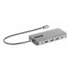 StarTech.com USB-C trīs monitoru multiportu adapteris, divi 4K 60Hz + 4K 30Hz HDMI un DisplayPort, 4 portu USB centrmezgls, 100W PD caurlaide, GbE, SD/MicroSD karšu lasītāji