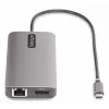 StarTech.com USB-C trīs monitoru multiportu adapteris, divi 4K 60Hz + 4K 30Hz HDMI un DisplayPort, 4 portu USB centrmezgls, 100W PD caurlaide, GbE, SD/MicroSD karšu lasītāji