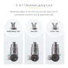 StarTech.com 3-in-1 Universal Laptop Lock 6.6ft (2m), Master Keyed Locking kabelis, Computer Security, Saderīga w/Noble Wedge®/Nano/K-Slot; Anti-Theft Cut-Resistant kabelis
