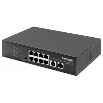 Intellinet 8 portu gigabitu Ethernet PoE+ slēdzis 120 W, 2 augšupsaites porti
