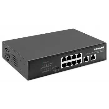 Intellinet 8 portu gigabitu Ethernet PoE+ slēdzis 120 W, 2 augšupsaites porti