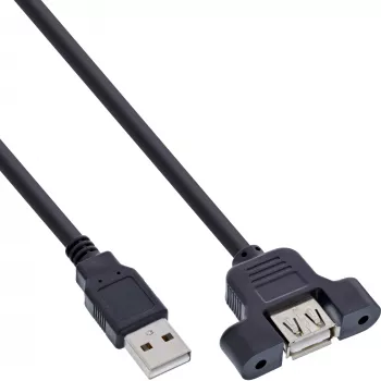 InLine USB 2.0 adaptera kabelis, A spraudnis / A ligzda slotu kronšteinam, 0,6 m