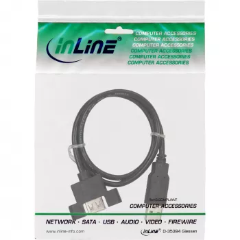 InLine USB 2.0 adaptera kabelis, A spraudnis / A ligzda slotu kronšteinam, 0,6 m