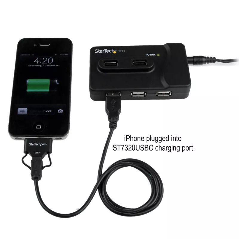 StarTech.com 6 portu USB 3.0 / USB 2.0 kombinētais centrs ar 2A uzlādes portu – 2x USB 3.0 un 4x USB 2.0