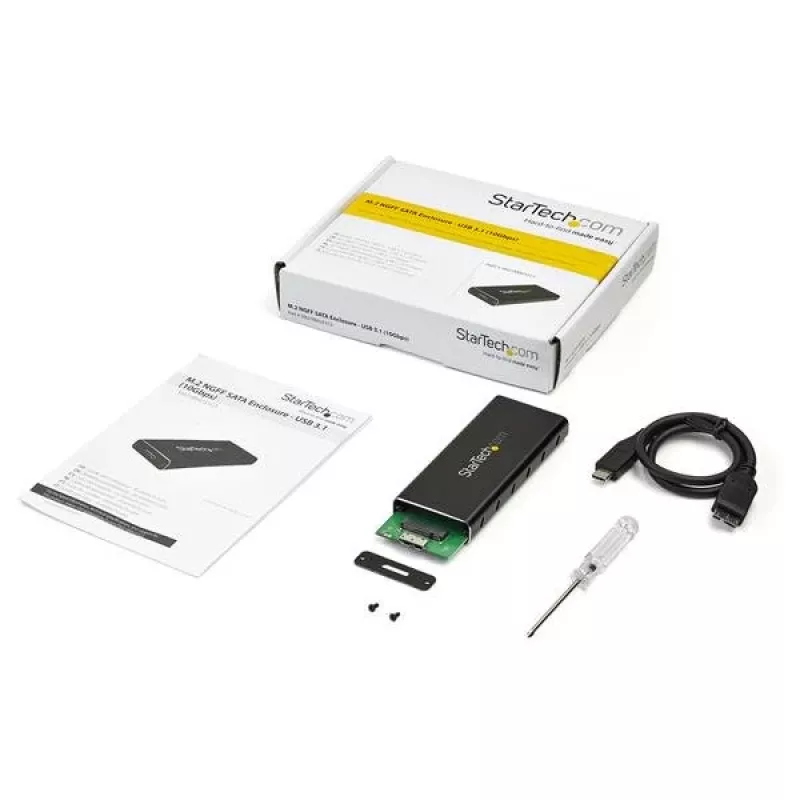 StarTech.com M.2 SSD korpuss M.2 SATA SSD diskiem — USB 3.1 (10 Gbps) ar USB-C kabeli