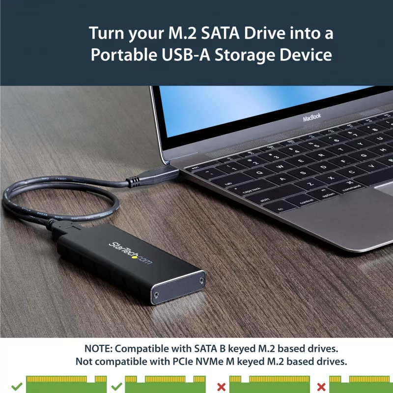 StarTech.com M.2 SSD korpuss M.2 SATA SSD diskiem — USB 3.1 (10 Gbps) ar USB-C kabeli