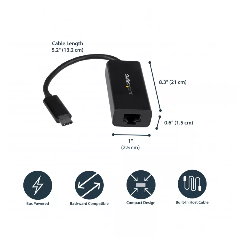 StarTech.com USB-C uz Gigabit Ethernet adapteris - melns