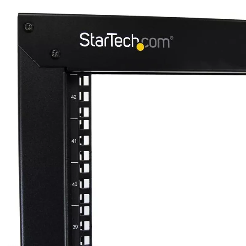 StarTech.com 2-stabu 42U mobilais atvērta karkasa serveru statīvs, divu stabu 19 collu tīkla statīvs ar riteņiem, ritošs atvērts statīvs AV/datu/multivides/IT aprīkojumam, datoru statīvs mājas/biroja telpām – iekļauti ritentiņi