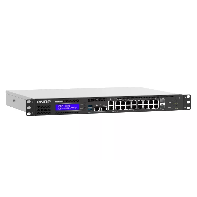 QNAP QGD-1602P Pārvaldāms L2 Gigabitu Ethernet (10/100/1000) Power over Ethernet (PoE) 1U Melns, Pelēks