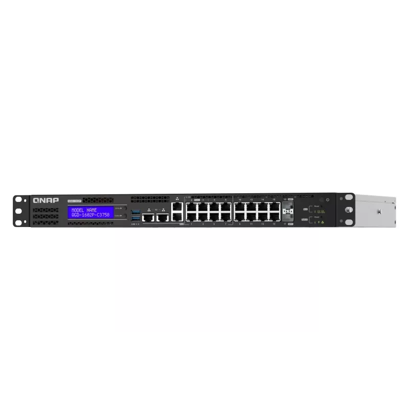 QNAP QGD-1602P Pārvaldāms L2 Gigabitu Ethernet (10/100/1000) Power over Ethernet (PoE) 1U Melns, Pelēks
