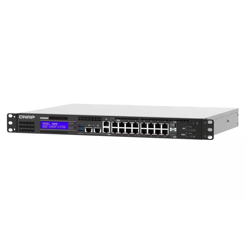 QNAP QGD-1602P Pārvaldāms L2 Gigabitu Ethernet (10/100/1000) Power over Ethernet (PoE) 1U Melns, Pelēks
