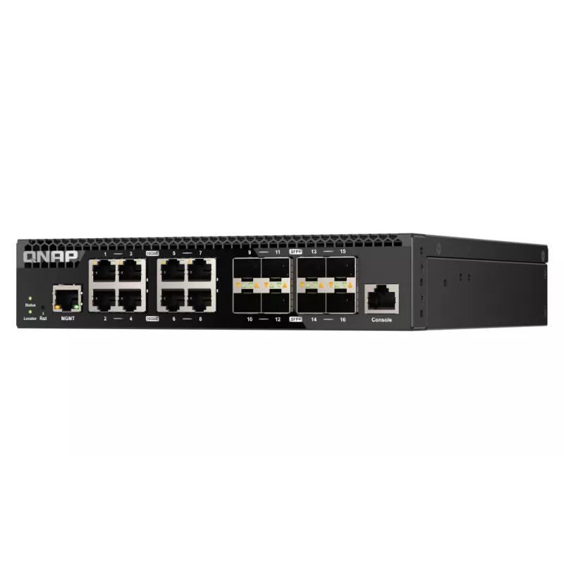 QNAP QSW-M3216R-8S8T tīkla komutators pārvaldāms L2/L3 10G Ethernet (100/1000/10000) 1U melns