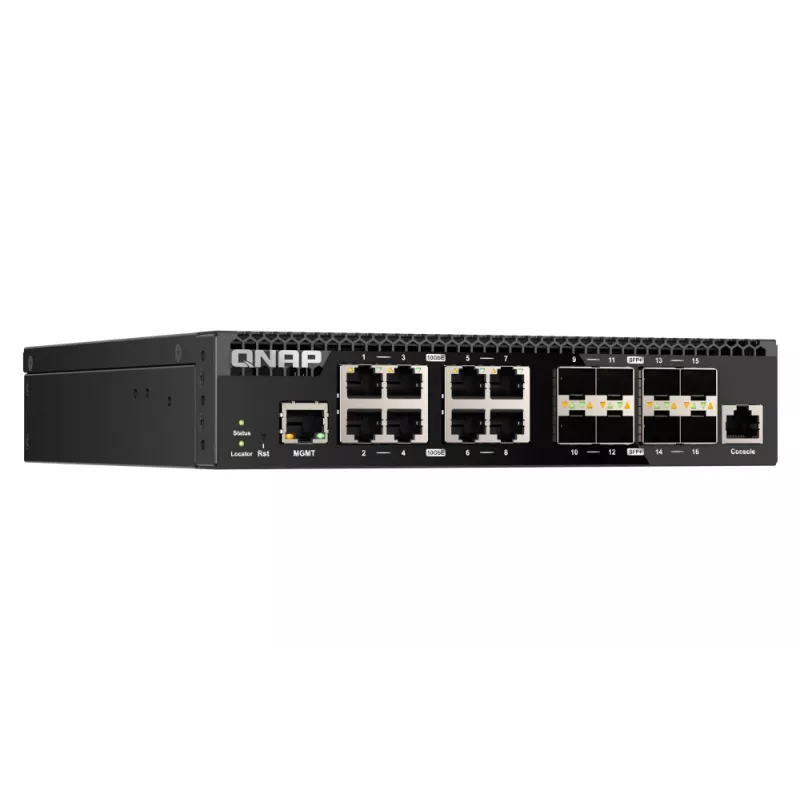 QNAP QSW-M3216R-8S8T tīkla komutators pārvaldāms L2/L3 10G Ethernet (100/1000/10000) 1U melns