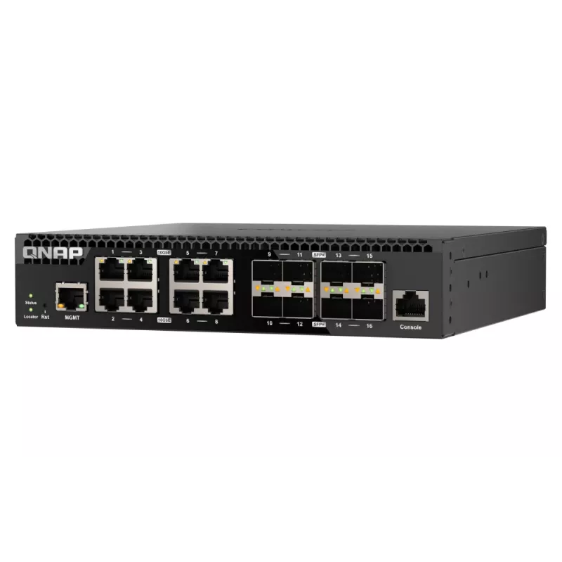 QNAP QSW-M3216R-8S8T tīkla komutators pārvaldāms L2/L3 10G Ethernet (100/1000/10000) 1U melns