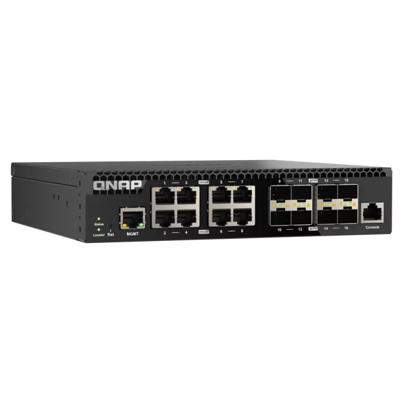 QNAP QSW-M3216R-8S8T tīkla komutators pārvaldāms L2/L3 10G Ethernet (100/1000/10000) 1U melns