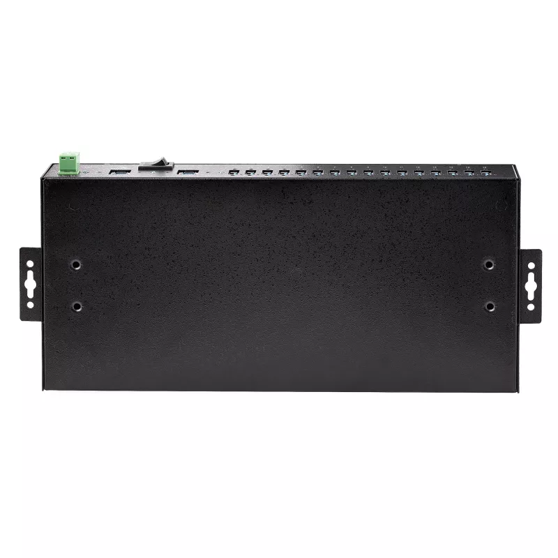 StarTech.com 16 pieslēgvietu rūpnieciskais USB 3.0 centrmezgls 5 Gbps, metāla, DIN/virsmas/statņa stiprināms, ESD aizsardzība, spaiļu bloka barošana, līdz 120 W koplietota USB uzlāde, divu resursdatoru centrmezgls/slēdzis