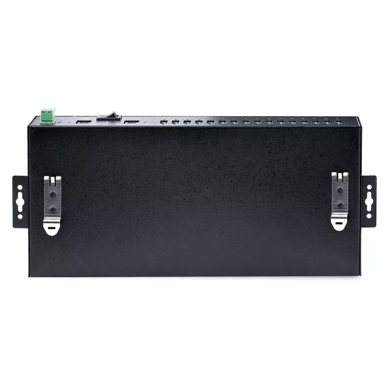 StarTech.com 16 pieslēgvietu rūpnieciskais USB 3.0 centrmezgls 5 Gbps, metāla, DIN/virsmas/statņa stiprināms, ESD aizsardzība, spaiļu bloka barošana, līdz 120 W koplietota USB uzlāde, divu resursdatoru centrmezgls/slēdzis