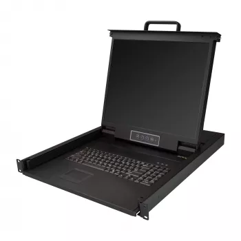 StarTech.com statīvā montējama KVM konsole - viena porta VGA KVM ar 19 collu LCD monitoru serveru statīvam - pilnībā aprīkota universāla 1U LCD KVM izvelkamā iekārta ar kabeļiem un aparatūru - USB atbalsts - 50 000 MTBF