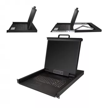 StarTech.com statīvā montējama KVM konsole - viena porta VGA KVM ar 19 collu LCD monitoru serveru statīvam - pilnībā aprīkota universāla 1U LCD KVM izvelkamā iekārta ar kabeļiem un aparatūru - USB atbalsts - 50 000 MTBF