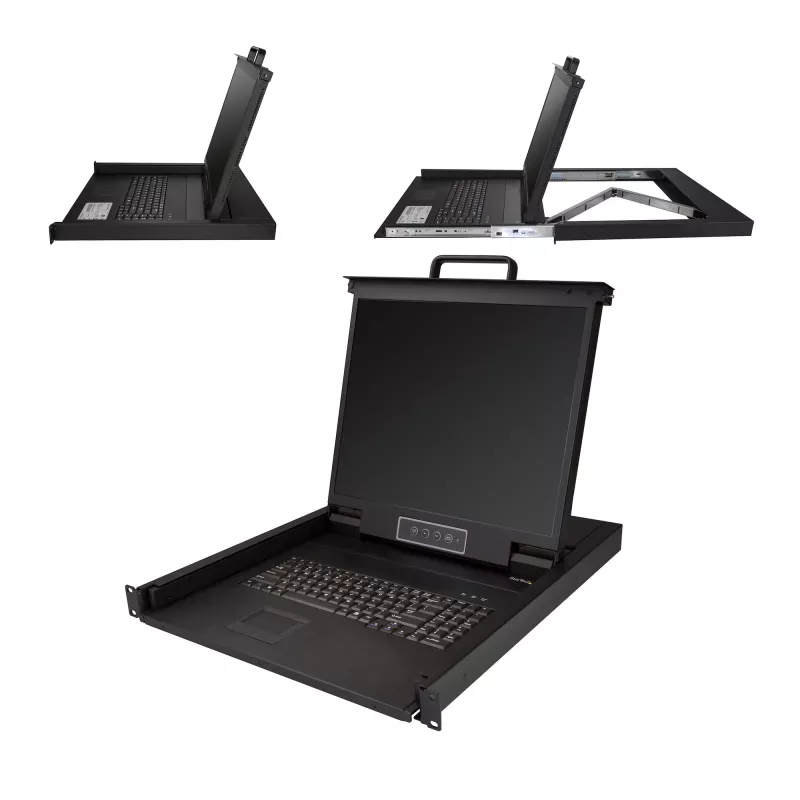 StarTech.com statīvā montējama KVM konsole - viena porta VGA KVM ar 19 collu LCD monitoru serveru statīvam - pilnībā aprīkota universāla 1U LCD KVM izvelkamā iekārta ar kabeļiem un aparatūru - USB atbalsts - 50 000 MTBF