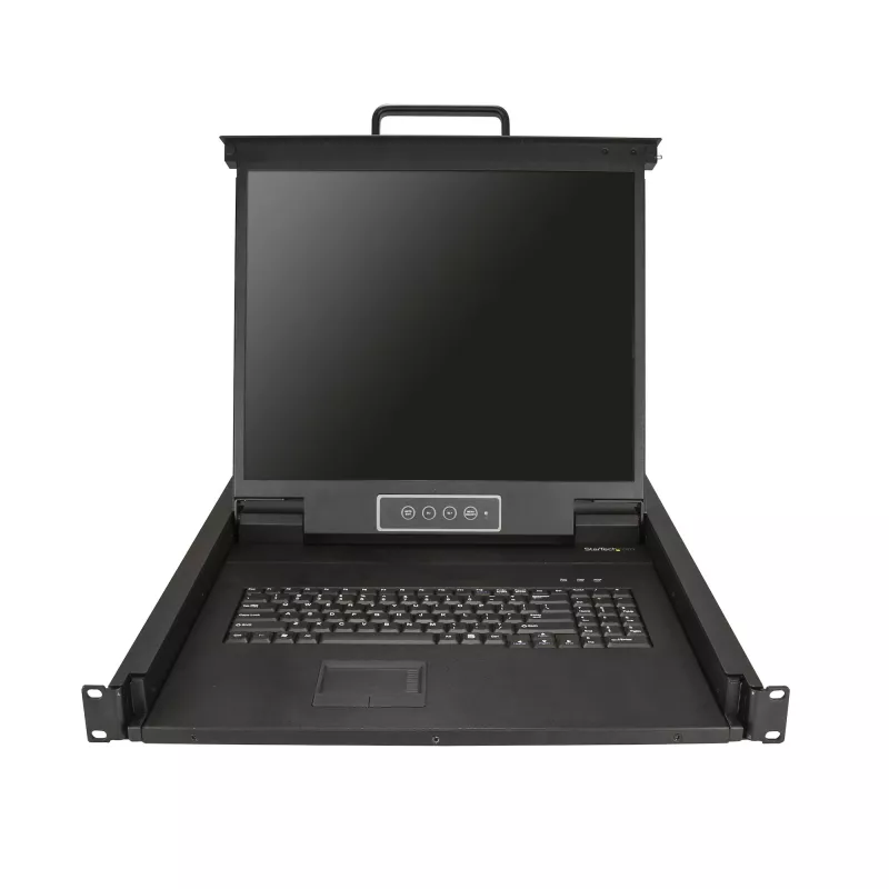 StarTech.com statīvā montējama KVM konsole - viena porta VGA KVM ar 19 collu LCD monitoru serveru statīvam - pilnībā aprīkota universāla 1U LCD KVM izvelkamā iekārta ar kabeļiem un aparatūru - USB atbalsts - 50 000 MTBF